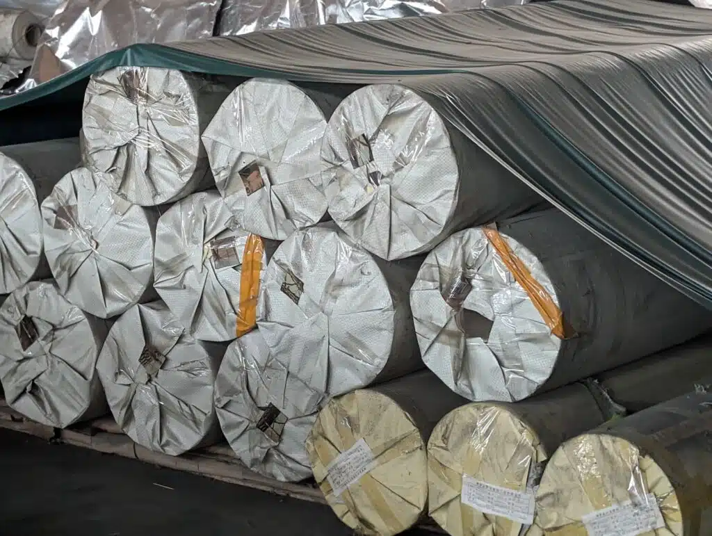pvc tarpaulin roll stock 2 PVC tarpaulin rolls in warehouse