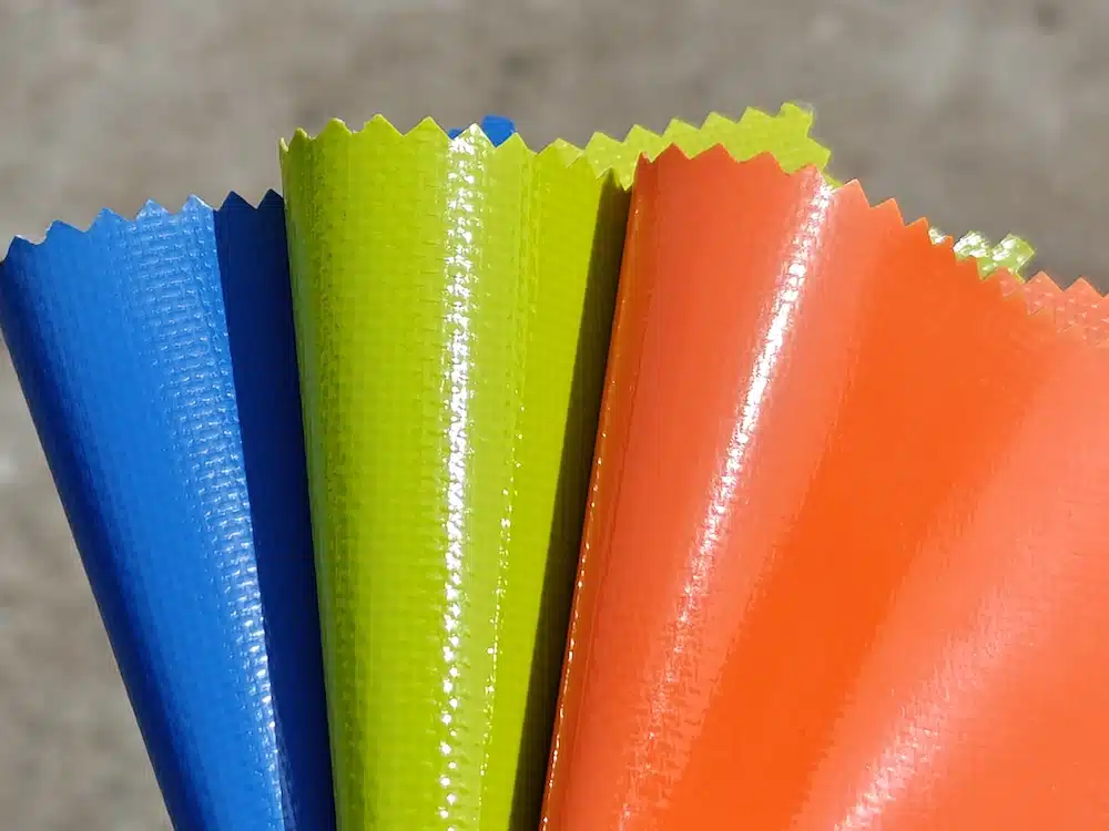 PVC Tarpaulin Samples Blue Green Orange