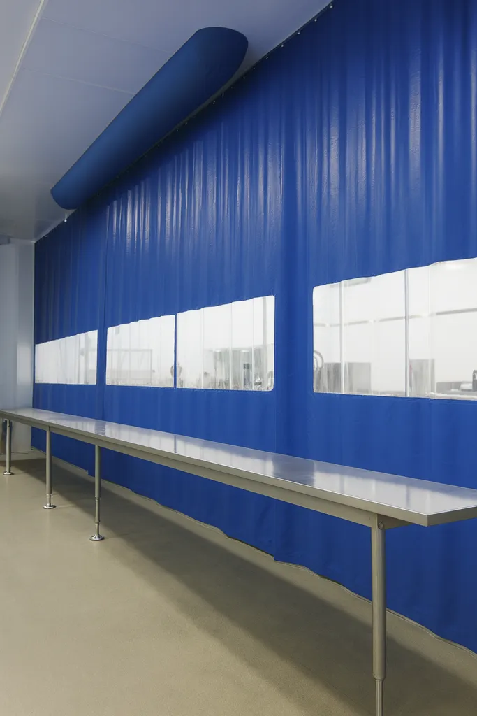 Industrial PVC curtain in manufacturing facility