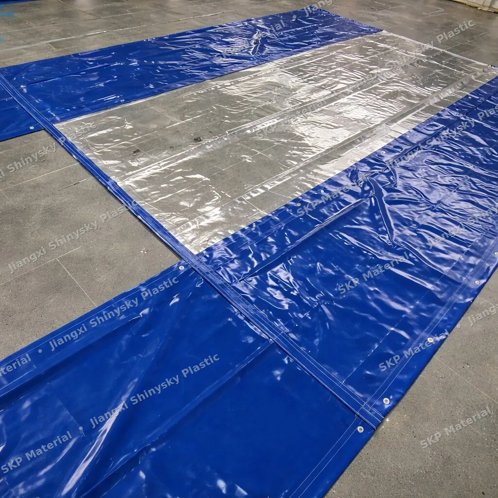 PVC curtain material detail — coated textile finish and edge construction
